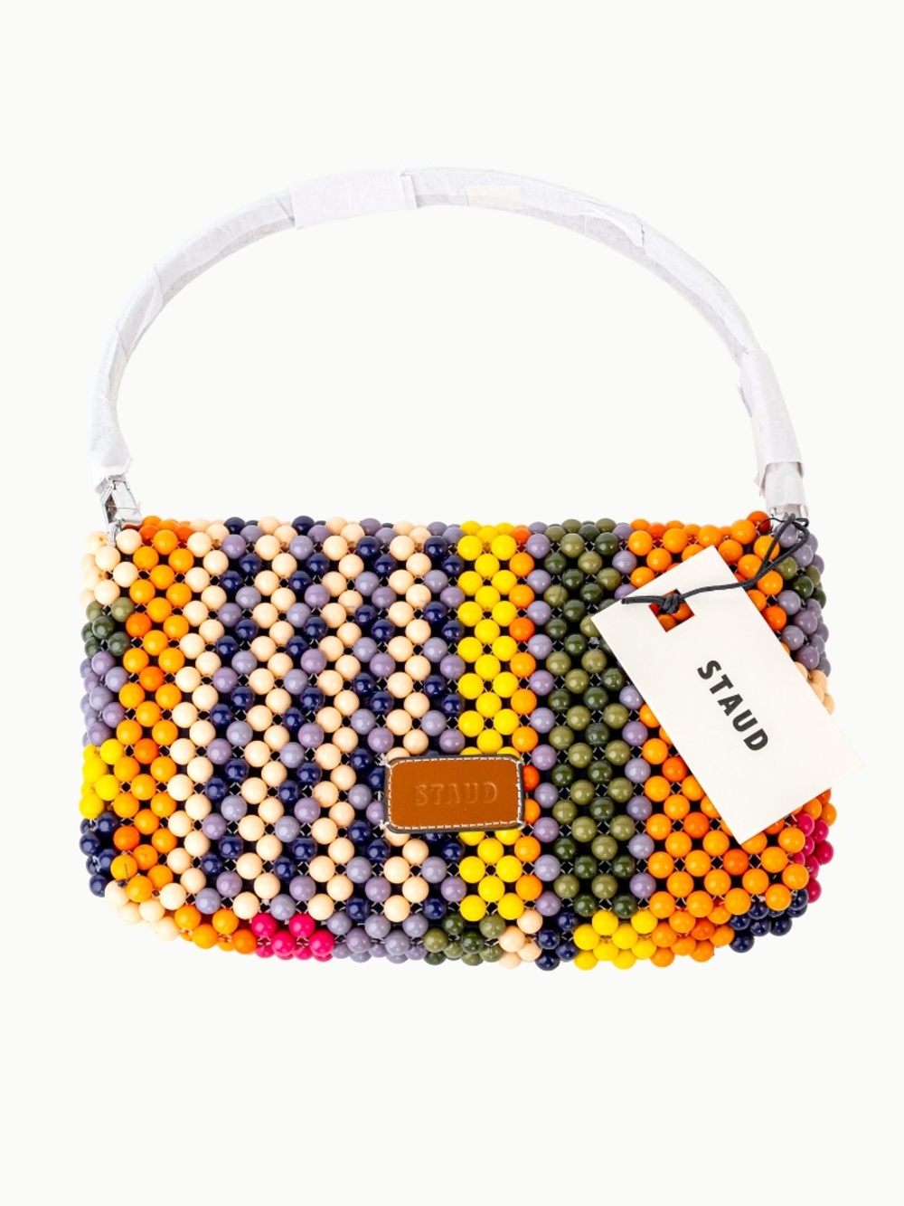 STAUD Multicolor Beaded Shoulder Bag — Pink, Orange, Yellow, Blue, Green, Cream. - Picture 9 of 16